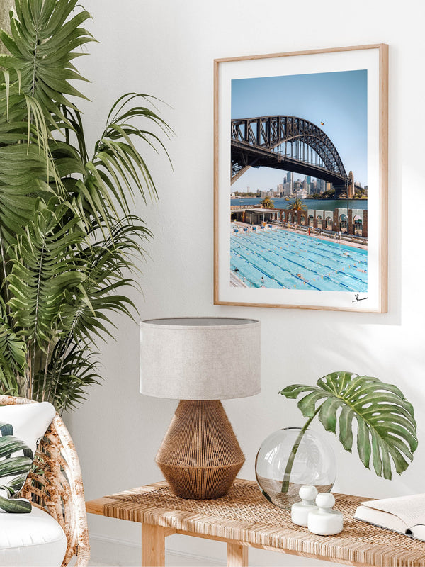 North Sydney Olympic Pool — framed wall art print styled in a room · Australia Unseen