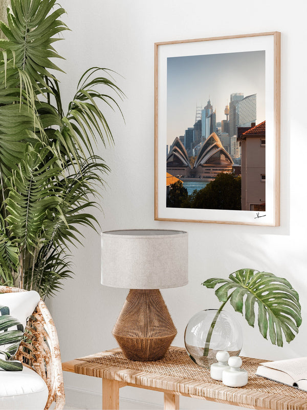 From across the harbour - Sydney — framed wall art print styled in a room · Australia Unseen