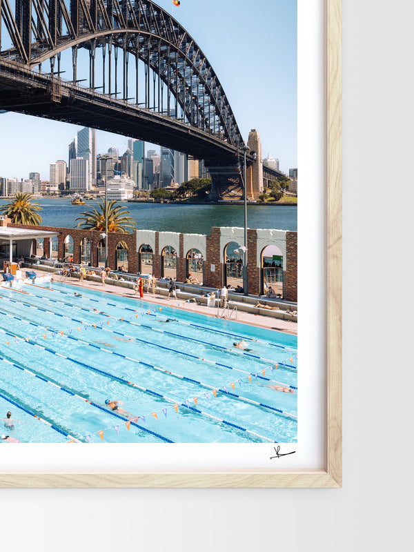 North Sydney Olympic Pool — framed wall art print styled in a room · Australia Unseen