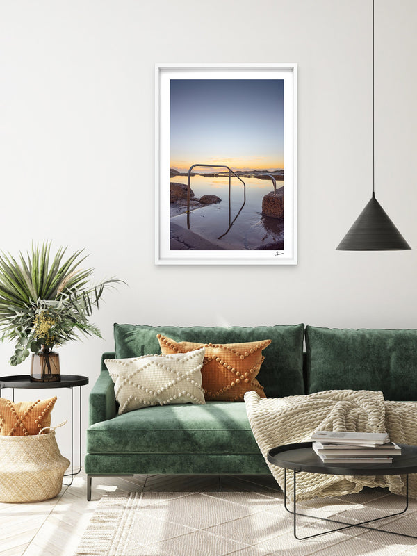 Werri Beach Pool — framed wall art print styled in a room · Australia Unseen