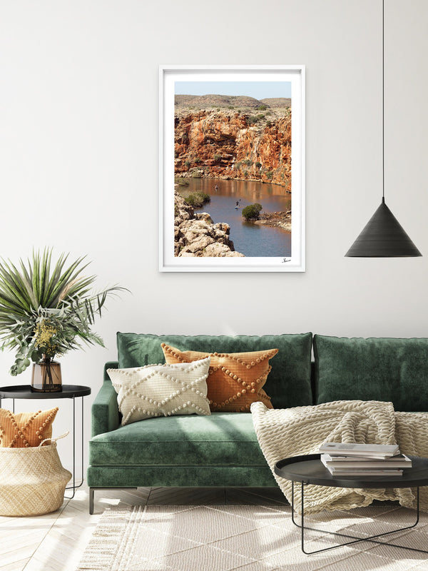 Yardie Creek — framed wall art print styled in a room · Australia Unseen