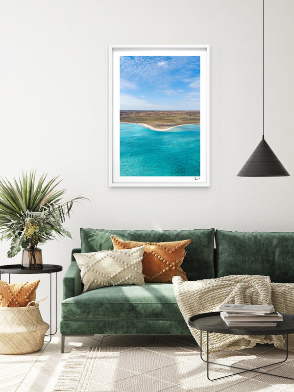 Sandy Bay — framed wall art print styled in a room · Australia Unseen