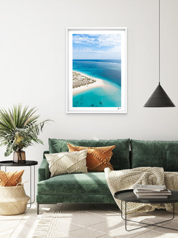 Turquoise Bay — framed wall art print styled in a room · Australia Unseen