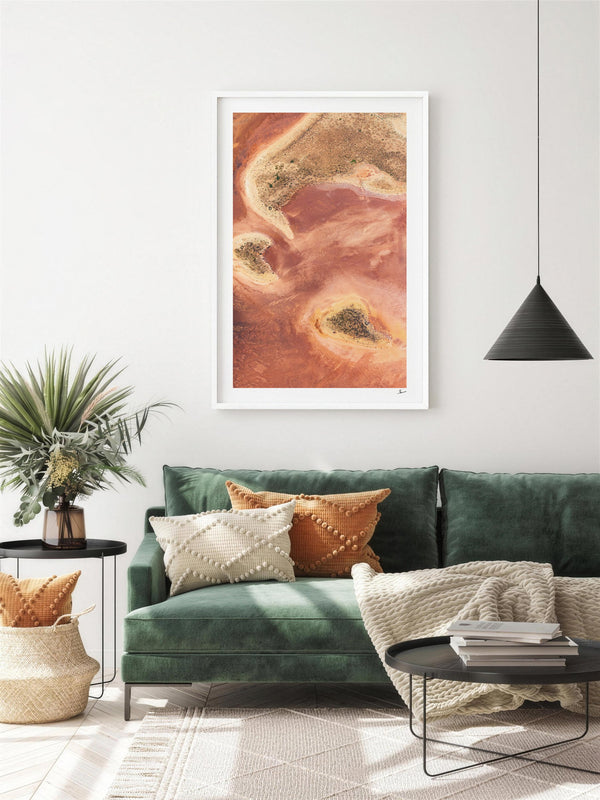 Salt Islands — framed wall art print styled in a room · Australia Unseen
