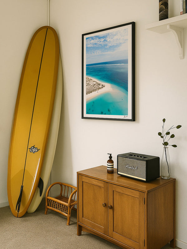 Turquoise Bay — framed wall art print styled in a room · Australia Unseen