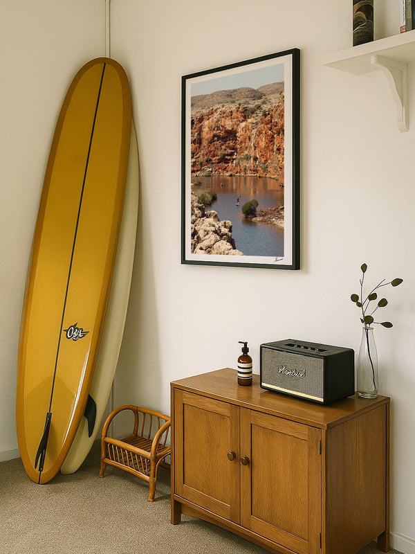 Yardie Creek — framed wall art print styled in a room · Australia Unseen