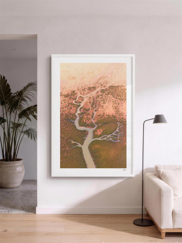 Mangrove Roots — framed wall art print styled in a room · Australia Unseen