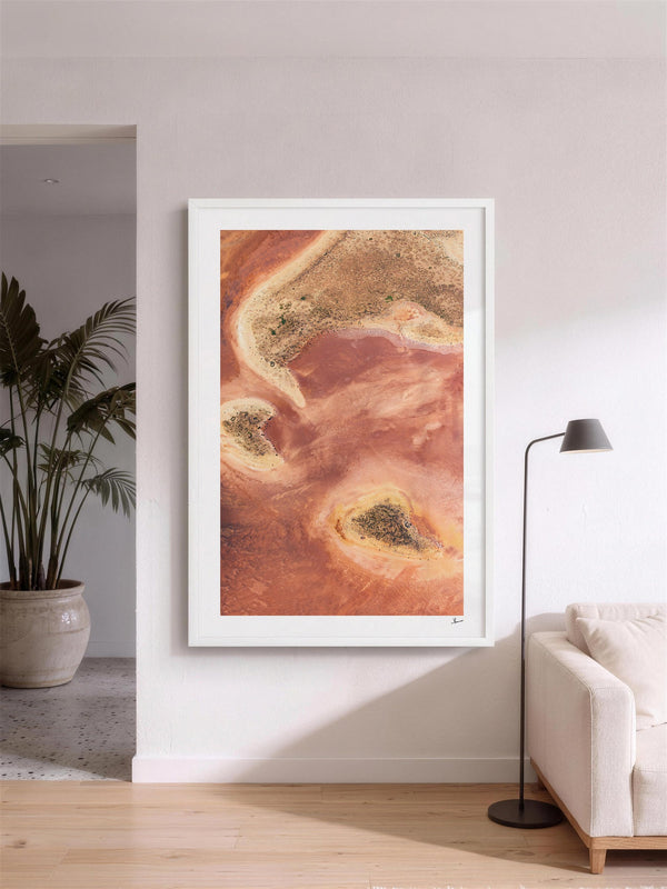 Salt Islands — framed wall art print styled in a room · Australia Unseen