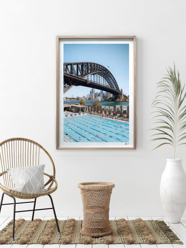 North Sydney Olympic Pool — framed wall art print styled in a room · Australia Unseen