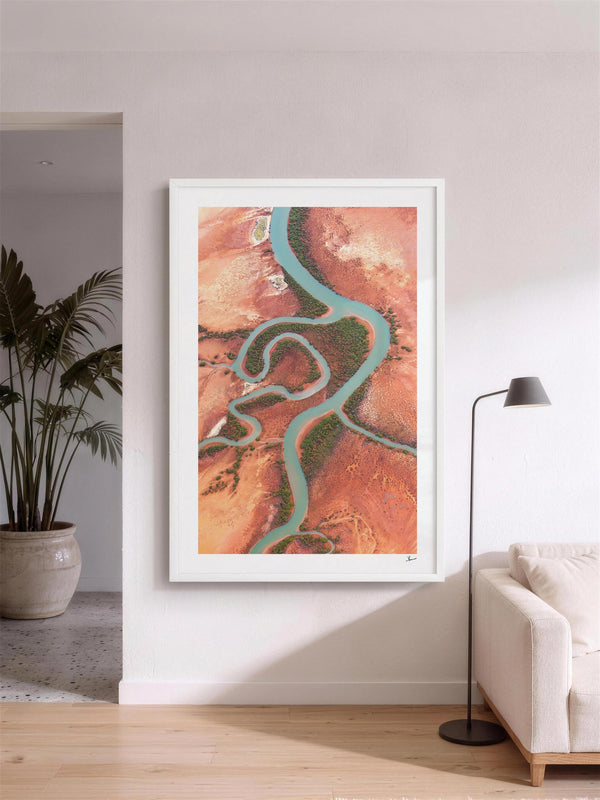 Desert Arteries — framed wall art print styled in a room · Australia Unseen