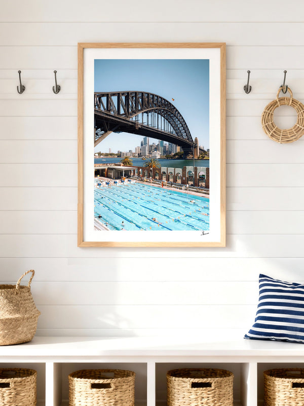 North Sydney Olympic Pool — framed wall art print styled in a room · Australia Unseen
