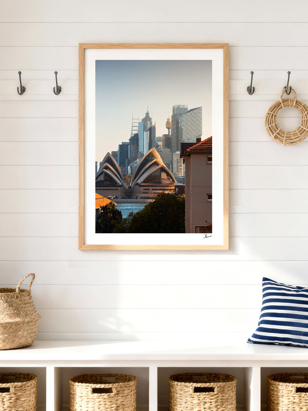 From across the harbour - Sydney — framed wall art print styled in a room · Australia Unseen