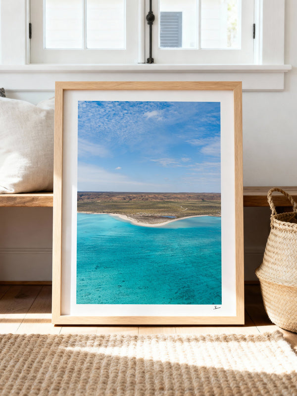 Sandy Bay — framed wall art print styled in a room · Australia Unseen