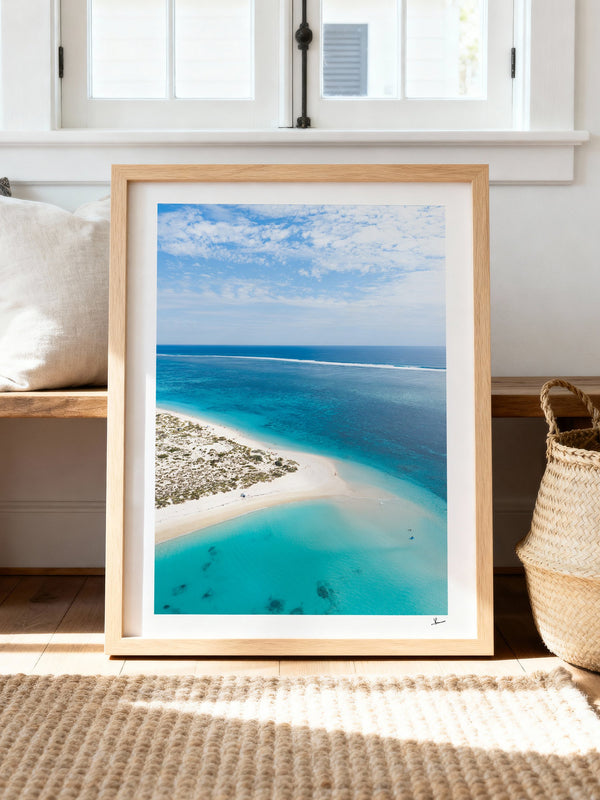 Turquoise Bay — framed wall art print styled in a room · Australia Unseen