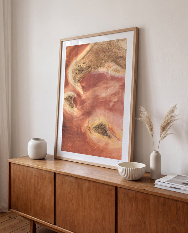 Salt Islands — framed wall art print styled in a room · Australia Unseen