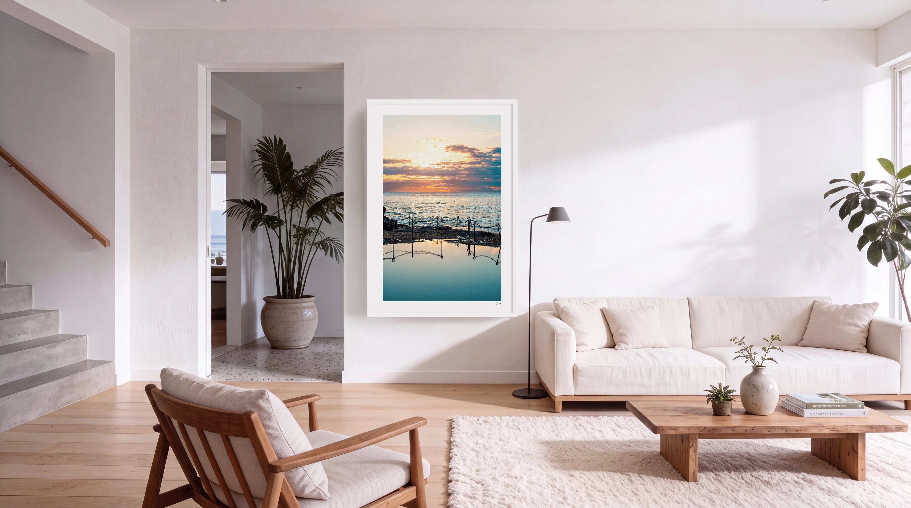 Sunrise with dolphins - The Bogey Hole 01 - Newcastle - Wall Art Print