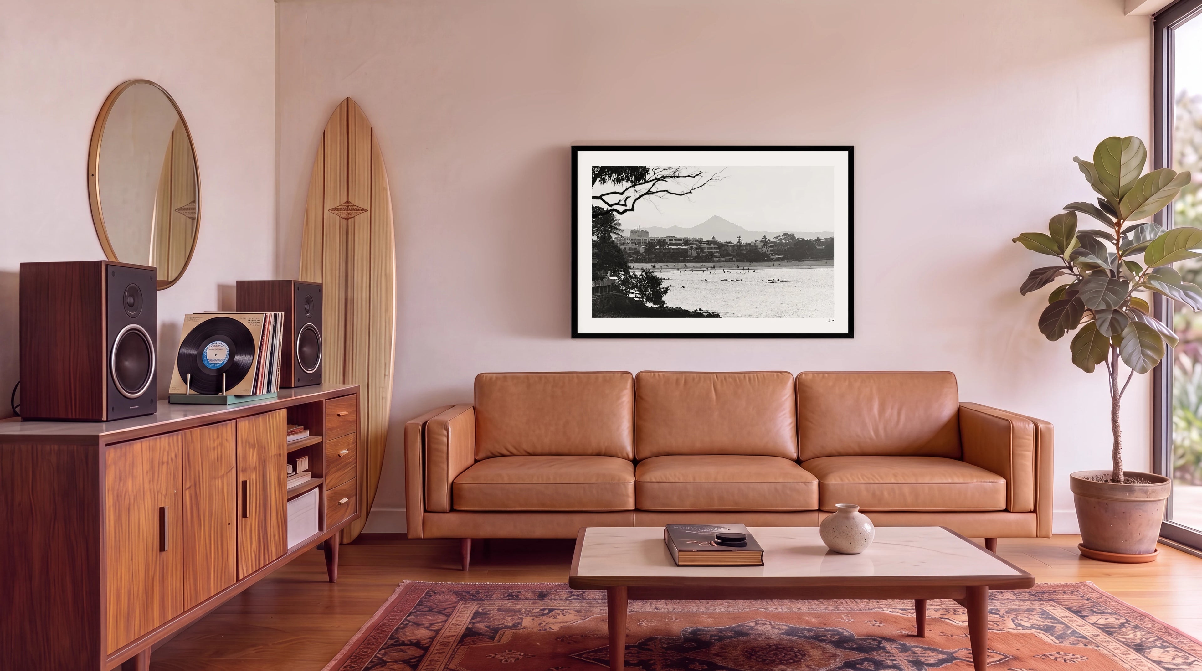 Across the Bay – Noosa Black and White Wall Art Print