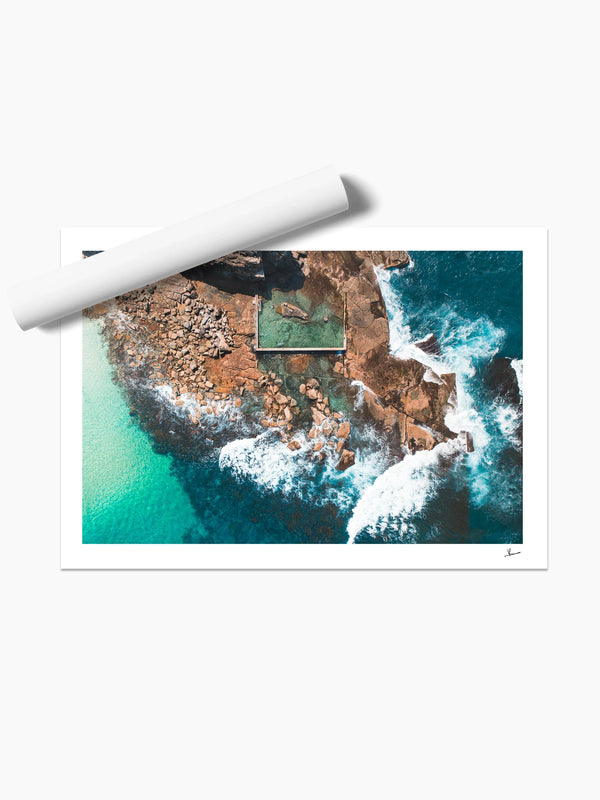 Low Tide Geometry – North Curl Curl Pool Aerial Wall Art Print