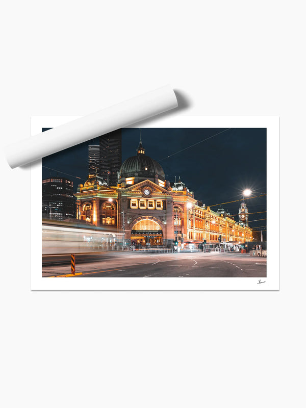Flinders Street Station (night time) - Wall Art Print