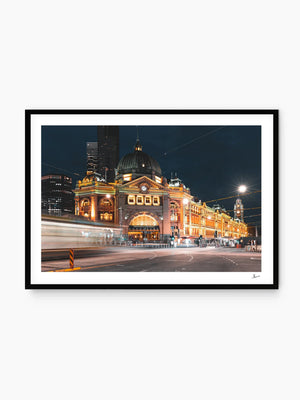 Flinders Street Station (night time), Melbourne — wall art print by Vincent Rommelaere · Australia Unseen