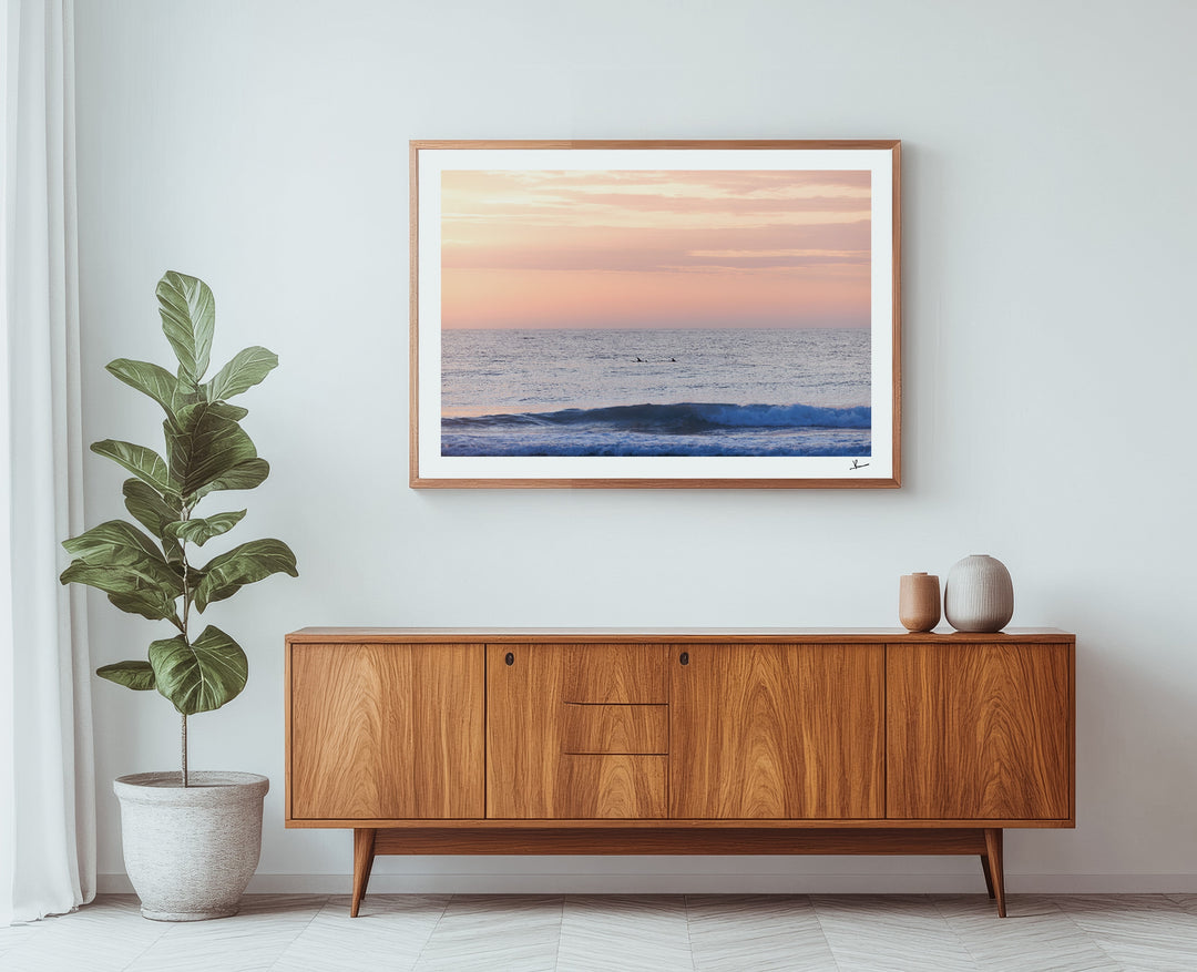 Pastel Sunrise with Dolphins (Boomerang Beach) - Wall Art Print - Australia Unseen