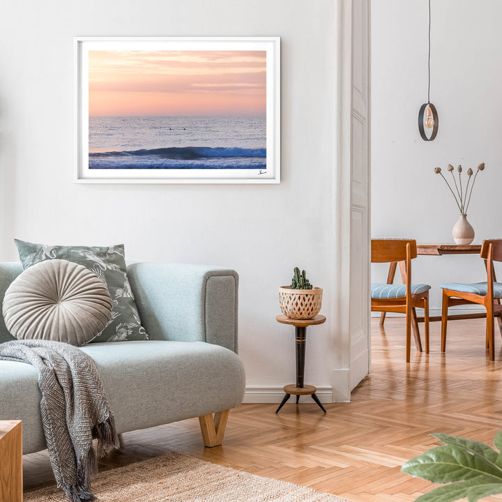 Pastel Sunrise with Dolphins (Boomerang Beach) - Wall Art Print - Australia Unseen