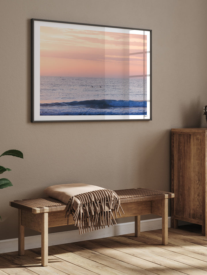 Pastel Sunrise with Dolphins (Boomerang Beach) - Wall Art Print - Australia Unseen