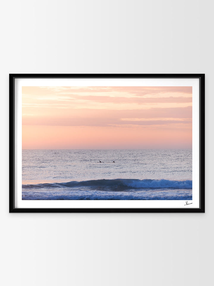 Pastel Sunrise with Dolphins (Boomerang Beach) - Wall Art Print - Australia Unseen