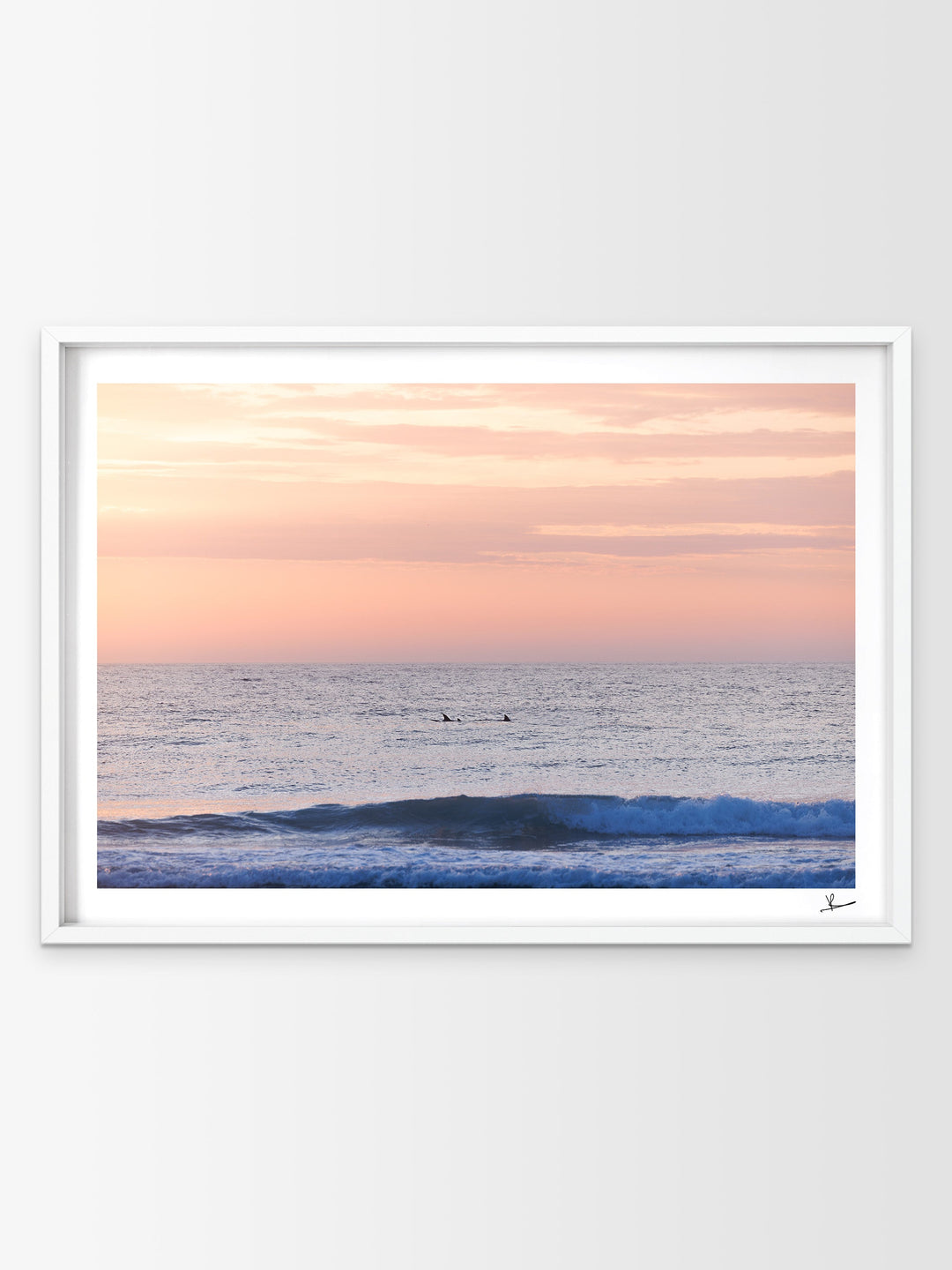 Pastel Sunrise with Dolphins (Boomerang Beach) - Wall Art Print - Australia Unseen