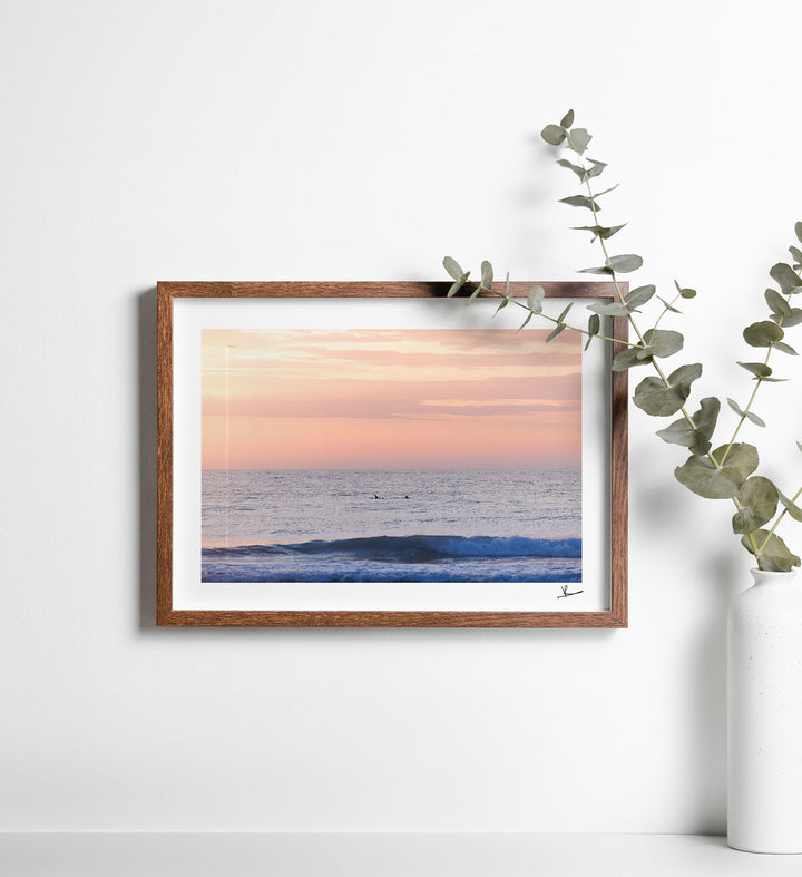 Pastel Sunrise with Dolphins (Boomerang Beach) - Wall Art Print - Australia Unseen