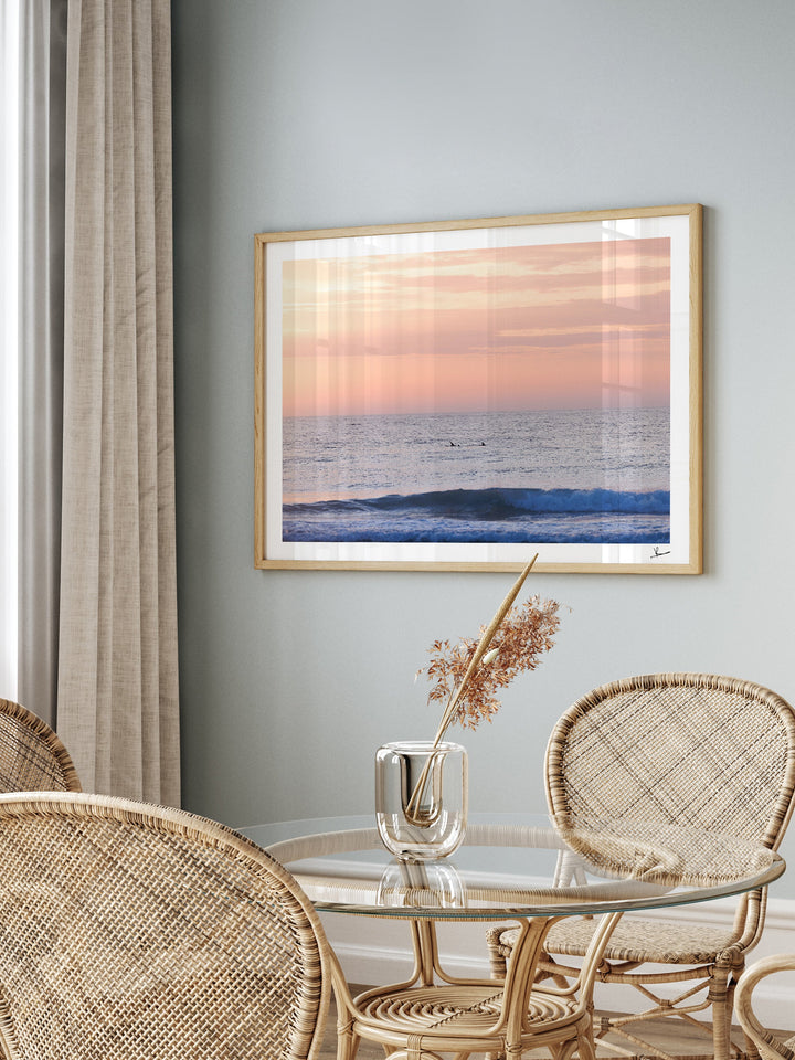 Pastel Sunrise with Dolphins (Boomerang Beach) - Wall Art Print - Australia Unseen