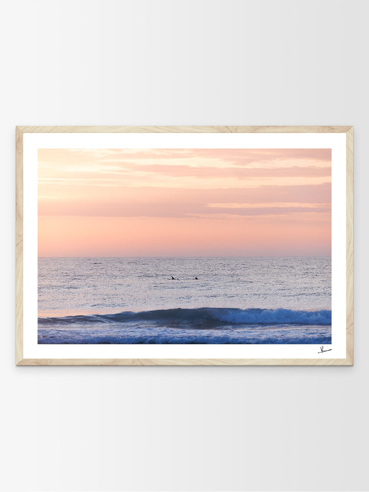 Pastel Sunrise with Dolphins (Boomerang Beach) - Wall Art Print - Australia Unseen