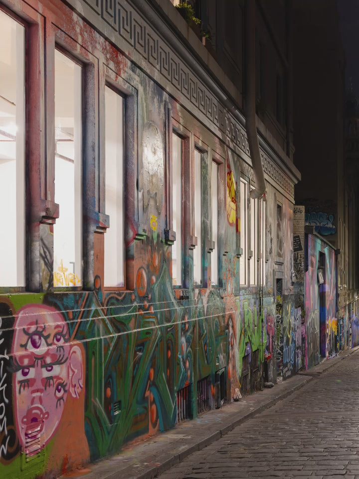 Laneway Lights – Melbourne Street Art Wall Art Print