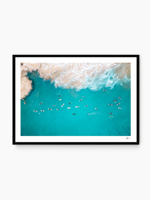 The Lineup, Byron Bay — minimalist surf wall art print by Vincent Rommelaere · Australia Unseen
