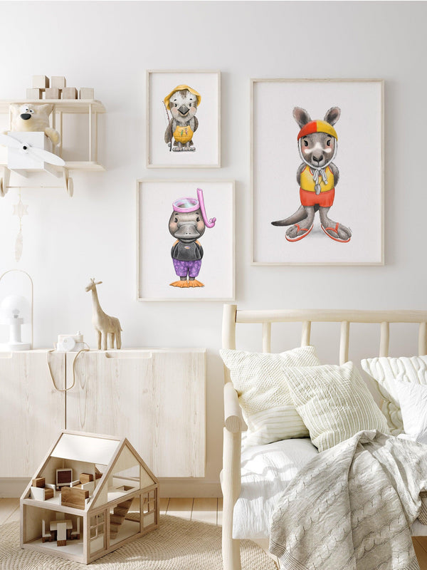 Charlie the kangaroo | Children illustration | Art print kids decor nursery | Australian animals print - Australia Unseen
