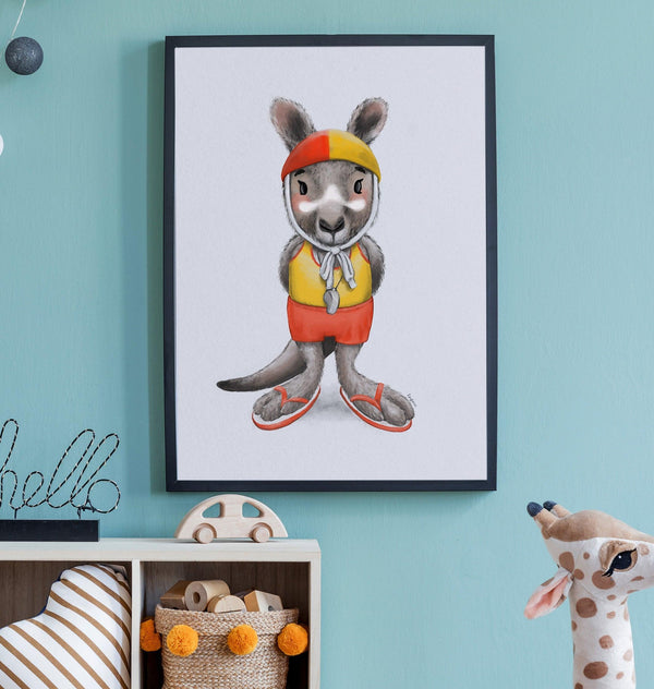 Charlie the kangaroo | Children illustration | Art print kids decor nursery | Australian animals print - Australia Unseen