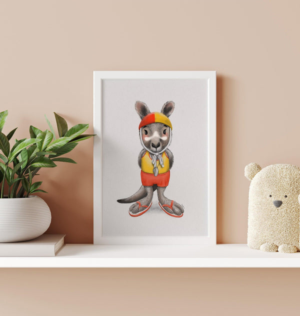 Charlie the kangaroo | Children illustration | Art print kids decor nursery | Australian animals print - Australia Unseen
