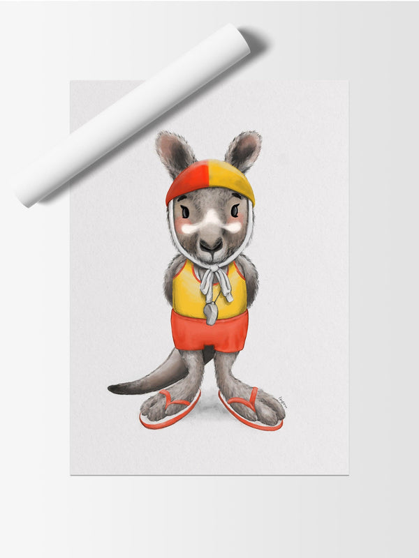 Charlie the kangaroo | Children illustration | Art print kids decor nursery | Australian animals print - Australia Unseen