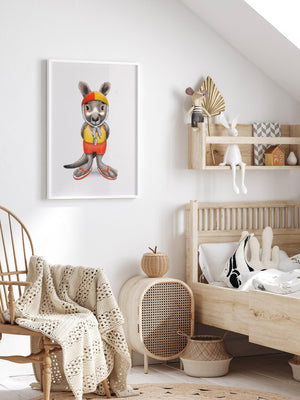 Charlie the kangaroo | Children illustration | Art print kids decor nursery | Australian animals print - Australia Unseen