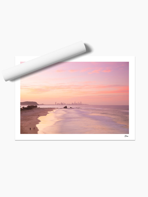 Currumbin Beach 04 - Soft Pink - Wall Art Print - Australia Unseen