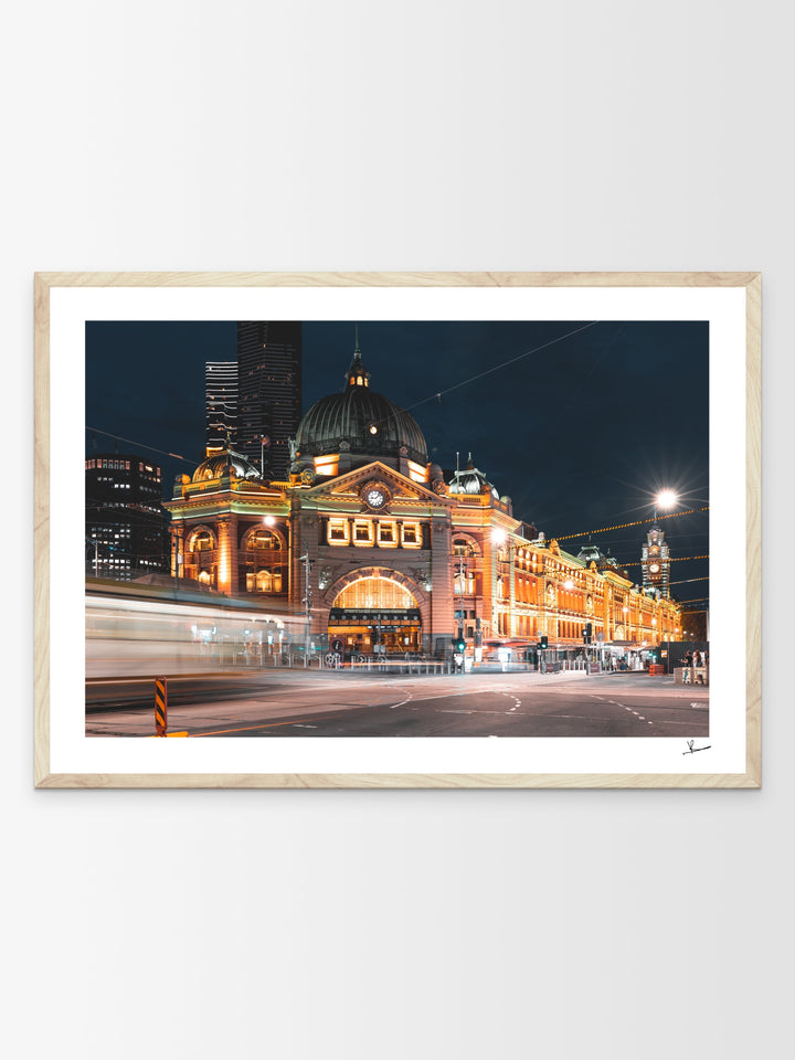 Flinders Street Station (night time) - Wall Art Print - Australia Unseen