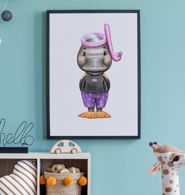 Frankie the platypus | Children illustration | Art print kids decor nursery | Australian animals print - Australia Unseen