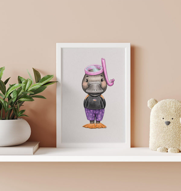 Frankie the platypus | Children illustration | Art print kids decor nursery | Australian animals print - Australia Unseen