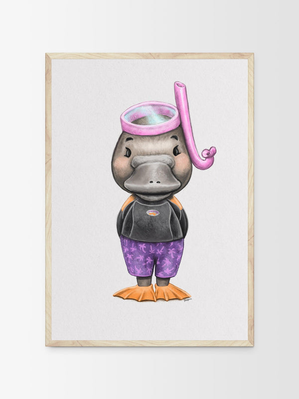 Frankie the platypus | Children illustration | Art print kids decor nursery | Australian animals print - Australia Unseen
