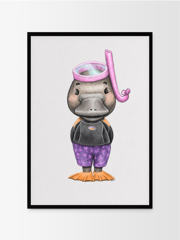 Frankie the platypus | Children illustration | Art print kids decor nursery | Australian animals print - Australia Unseen