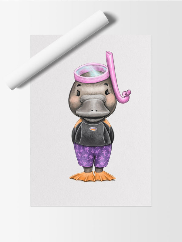 Frankie the platypus | Children illustration | Art print kids decor nursery | Australian animals print - Australia Unseen